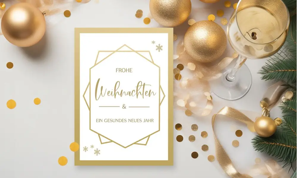 Weihnachtskarten für Firma gold edel
