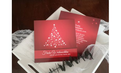Firmenweihnachtskarte in Rot – edel, individuell & professionell