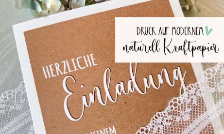 Einladungskarten modern Geburtstag Kraftpapier quadratische Postkarte