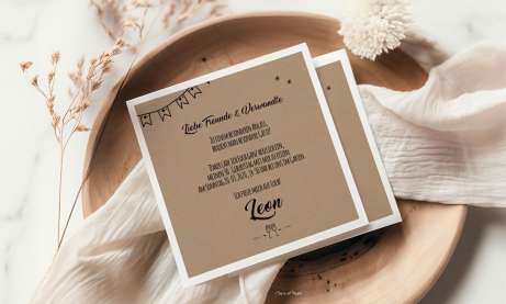 Einladungskarten modern Geburtstag Kraftpapier quadratische Postkarte