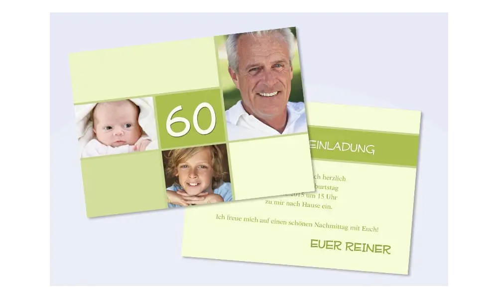 Einladungskarte runder Geburtstag, Flachkarte, "Reiner"