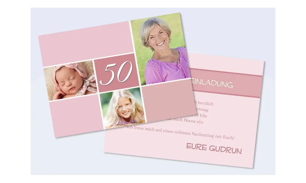 Einladungskarte runder Geburtstag, Flachkarte, "Reiner" 