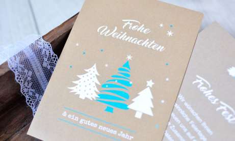 Weihnachtskarten geschäftlich auf Recyclingpapier mit Logo individuelle Postkarte Kraftpapier Optik