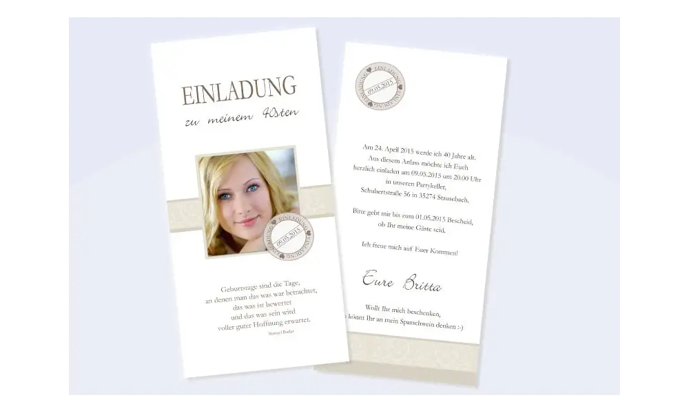 Karte Geburtstag Einladungskarte DIN Lang "Elegance"