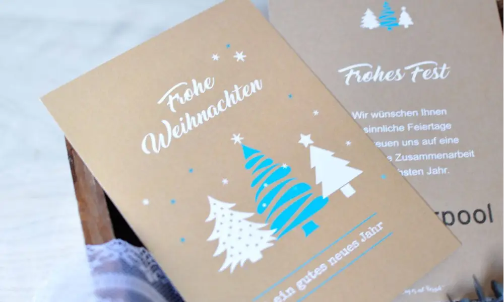 Weihnachtskarten geschäftlich nachhaltig mit Logo