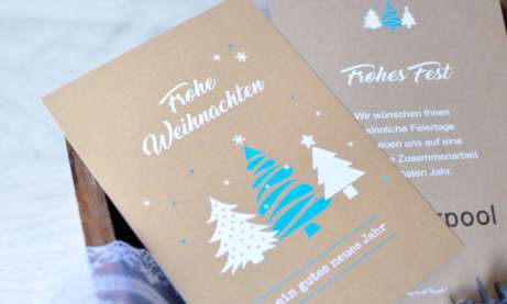 Weihnachtskarten geschäftlich auf Recyclingpapier mit Logo individuelle Postkarte Kraftpapier Optik