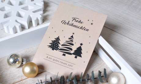 Weihnachtskarten geschäftlich auf Recyclingpapier mit Logo individuelle Postkarte Kraftpapier Optik