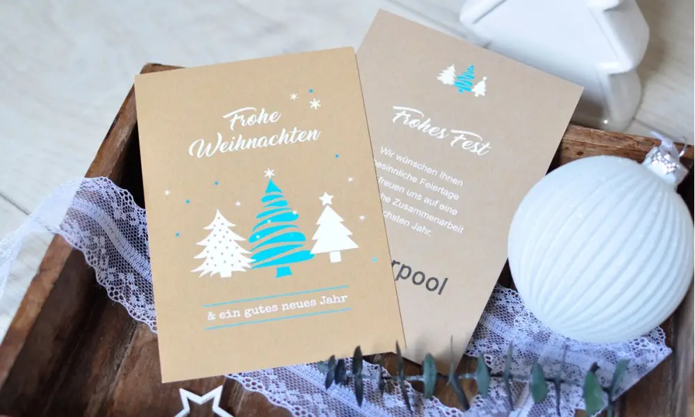 Weihnachtskarten geschäftlich nachhaltig mit Logo