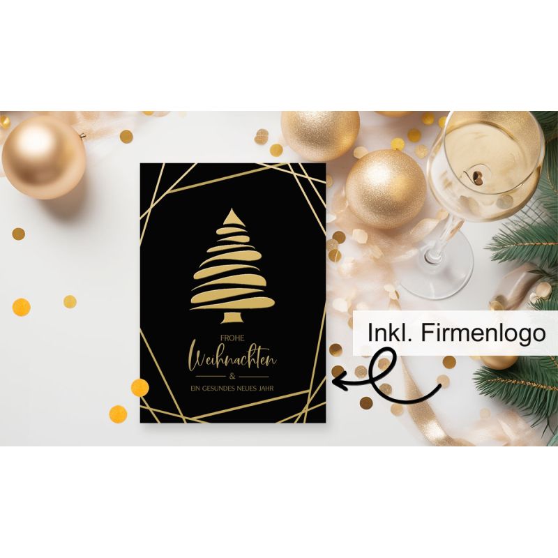 Weihnachtsgrüße geschäftlich Steuerberater mit Logo schwarz gold