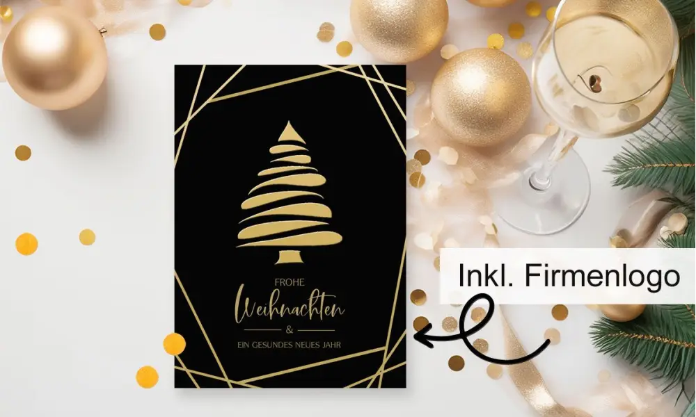 Weihnachtsgrüße geschäftlich Steuerberater mit Logo schwarz gold