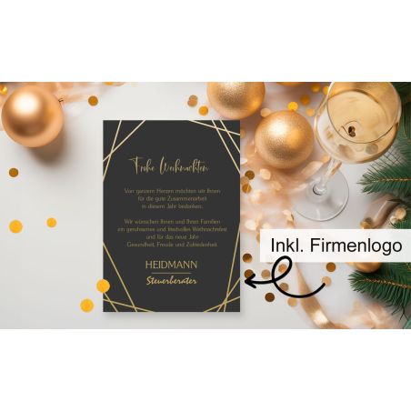 Weihnachtsgrüße geschäftlich Steuerberater mit Logo schwarz gold