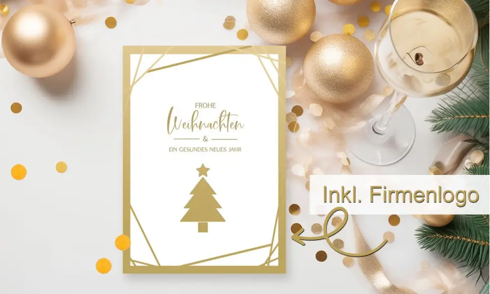 Besondere Weihnachtskarten geschäftlich weiß gold