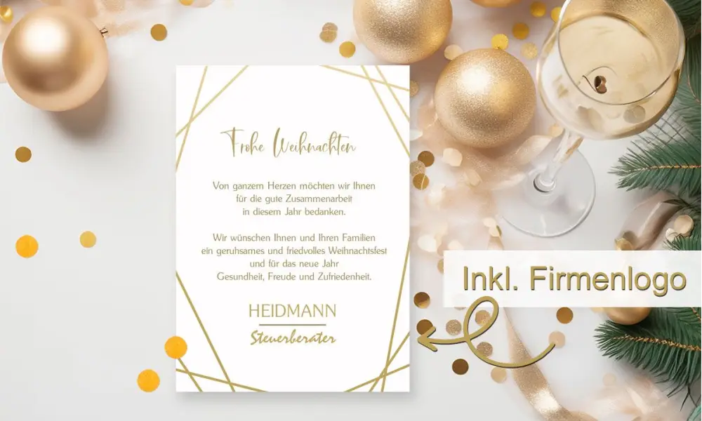 Besondere Weihnachtskarten geschäftlich weiß gold