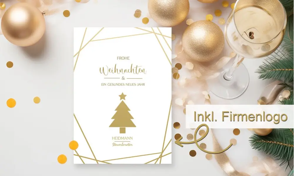 Besondere Weihnachtskarten geschäftlich weiß gold