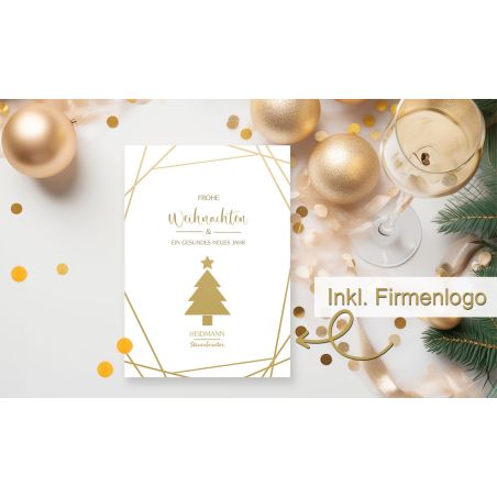 Besondere Weihnachtskarten geschäftlich weiß gold
