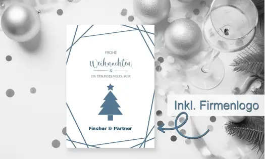 Besondere Weihnachtskarten geschäftlich mit Firmenlogo