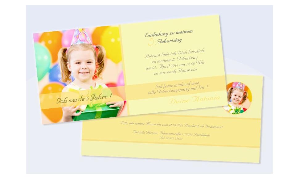 Karte Kinder-Geburtstag Einladungskarte DIN Lang "Partytime"