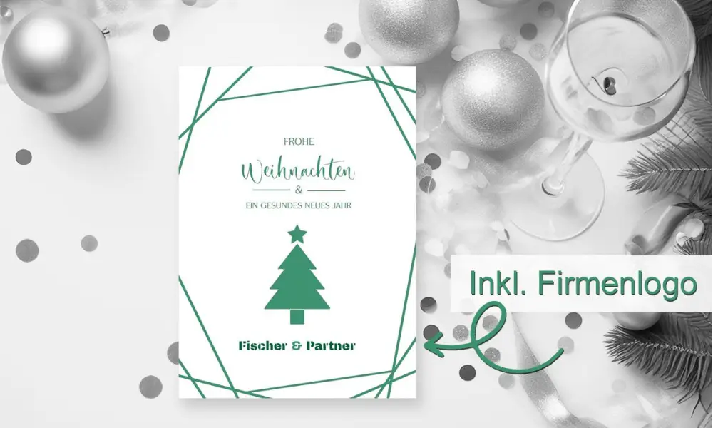 Besondere Weihnachtskarten geschäftlich mit Firmenlogo