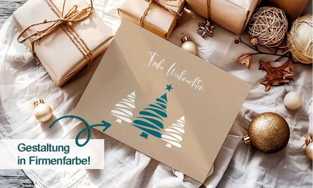 Weihnachtsgrüße geschäftlich mit Logo nachhaltig Kraftpapier