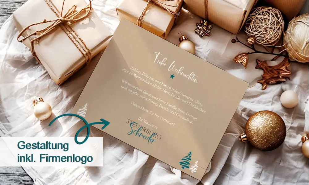 Weihnachtsgrüße geschäftlich mit Logo nachhaltig Kraftpapier