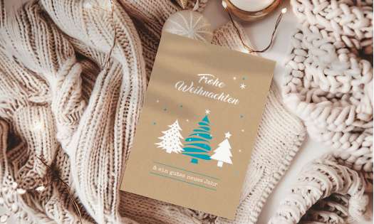Weihnachtskarten geschäftlich nachhaltig mit Logo