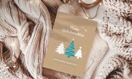 Weihnachtskarten geschäftlich auf Recyclingpapier mit Logo individuelle Postkarte Kraftpapier Optik