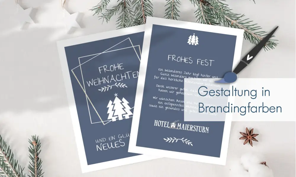 Firmen Weihnachtskarte - in Firmenfarbe und mit Logo individuell gestalten lassen
