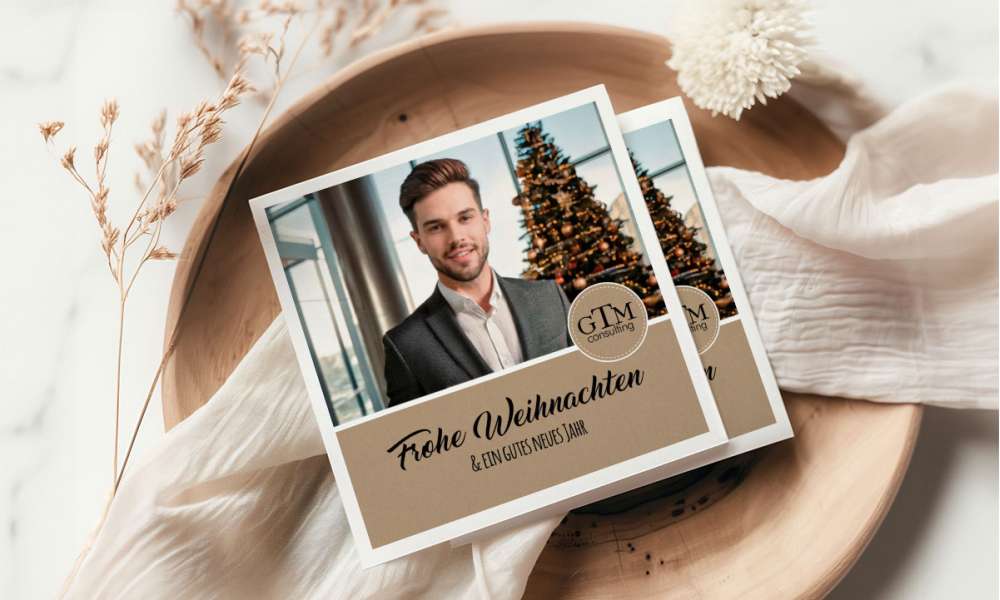 Firmen Weihnachtskarte mit Foto und Logo