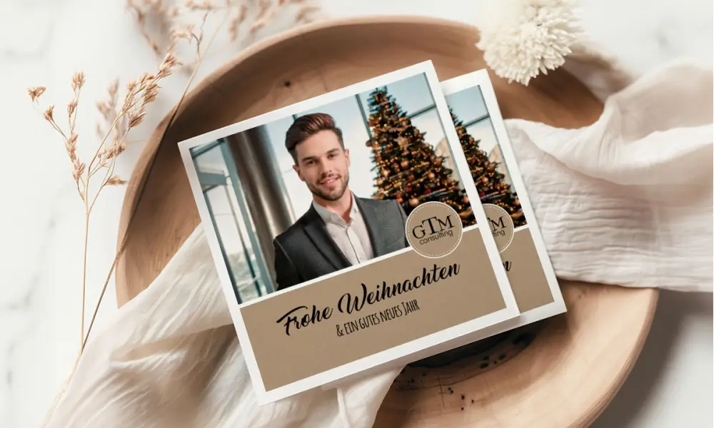 Firmen Weihnachtskarte mit Foto und  Logo