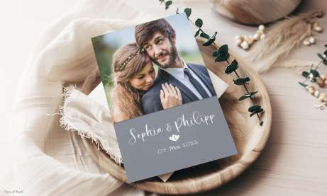 Dankeskarten Hochzeit Postkarte taubeblau