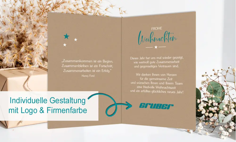 Weihnachtskarte geschäftlich individuell aus Recyclingpapier aus 100 % Altpapier