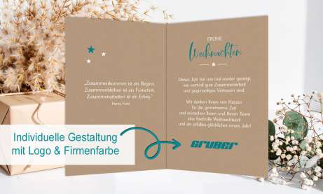 Weihnachtskarte geschäftlich individuell aus Recyclingpapier aus 100 % Altpapier