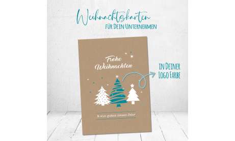 Weihnachtskarten geschäftlich auf Recyclingpapier mit Logo individuelle Postkarte Kraftpapier Optik