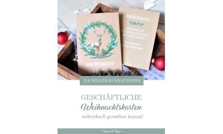 Weihnachtskarten für Unternehmen aus Recyclingpapier aus 100 % Altpapier, individuell mit Logo