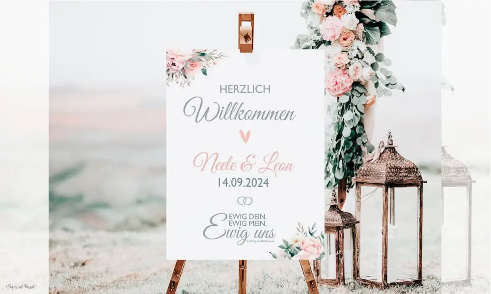 Willkommensschild Hochzeit als hochwertige Leinwand