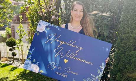 Willkommensschild Hochzeit als hochwertige Leinwand