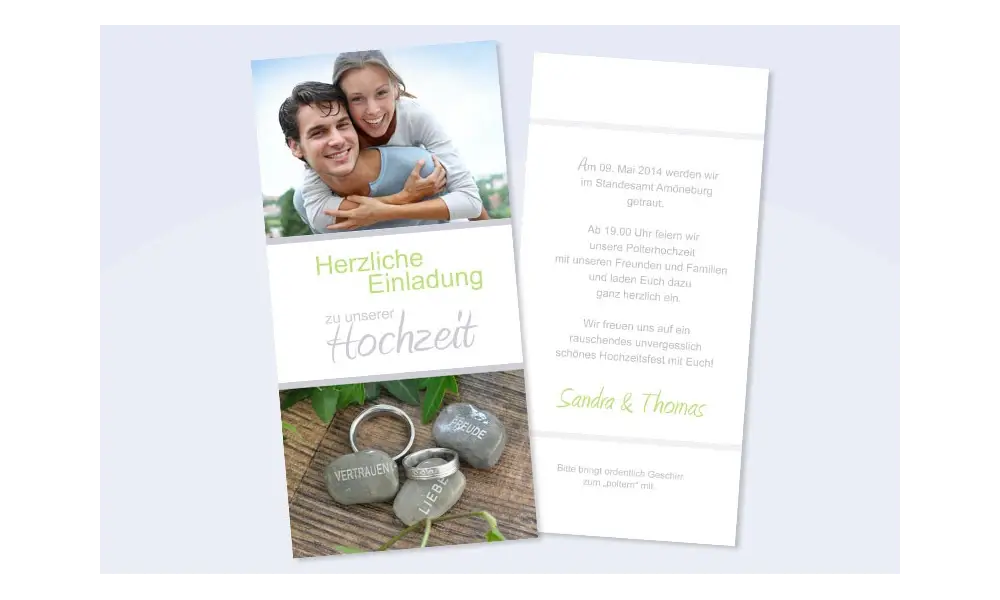 Einladungskarte, Karte Hochzeit, "Lebendig"
