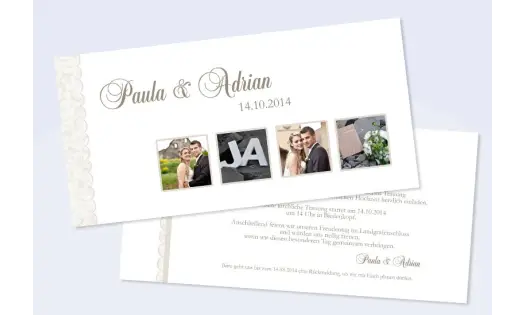 Einladungskarte, Karte Hochzeit, "Spitzenmäßig"