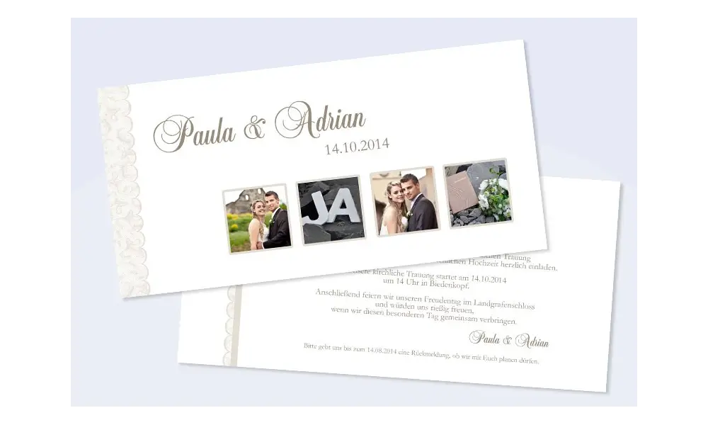 Einladungskarte, Karte Hochzeit, "Spitzenmäßig"