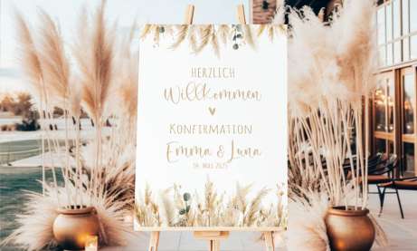 Willkommensschild Konfirmation Pampas