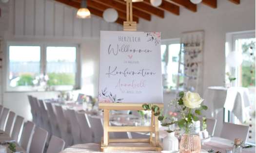 Willkommensschild Konfirmation rosa salbei