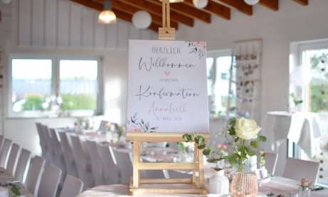 Willkommensschild Konfirmation rosa salbei