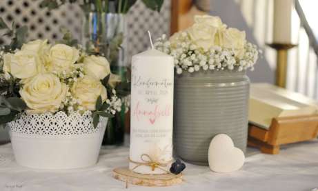 Kerze Konfirmation modern