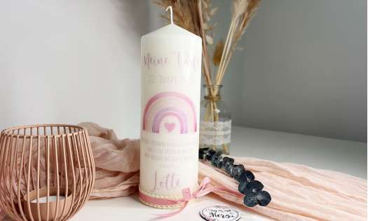 Kerze Kommunion Regenbogen