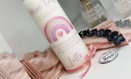 Kerze Kommunion Regenbogen