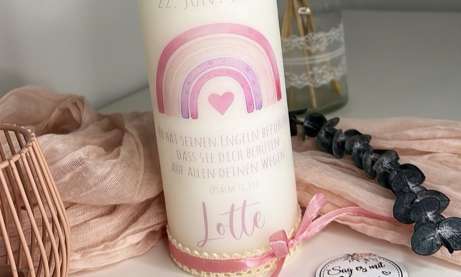 Kerze Kommunion Regenbogen