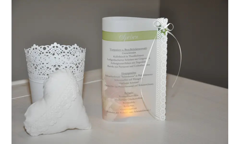 Menükarte, Getränkekarte, Hochzeitsmenü, Klappkarte Quadrat
