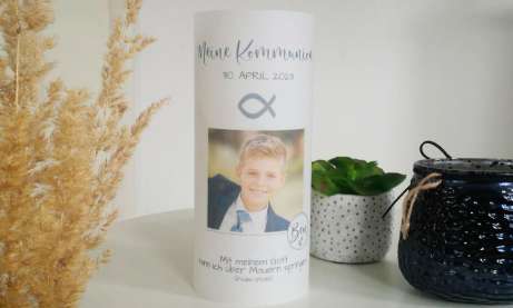 Windlicht Lichthülle Kommunion Fisch