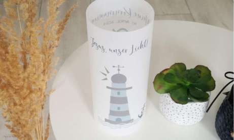 Windlicht Lichthülle Kommunion Fisch