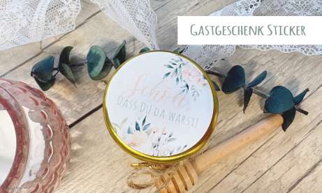 Gastgeschenk Sticker Schön, dass Du da bist